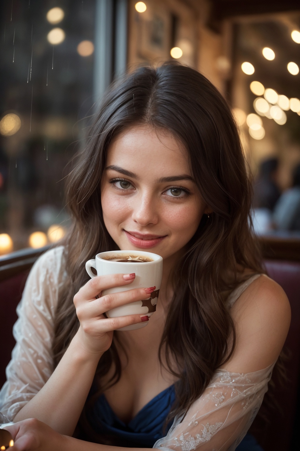 portrait view of realistic photo of a mid body shot,  ,  extremely innocent face on Tensor.Art