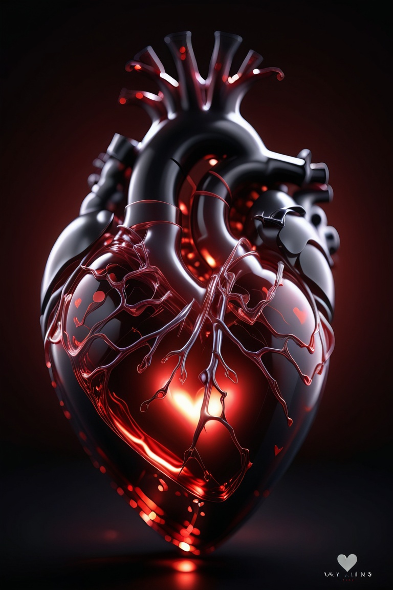 heart art ,  pure black theme,  liquid on Tensor.Art