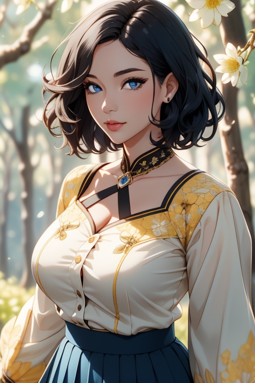 a beautiful woman,  32 years old,  short black wavy hair on Tensor.Art