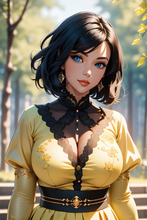 a beautiful woman,  32 years old,  short black wavy hair on Tensor.Art