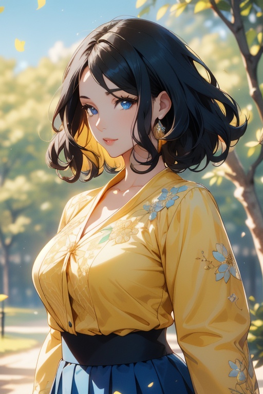 a beautiful woman,  32 years old,  short black wavy hair on Tensor.Art