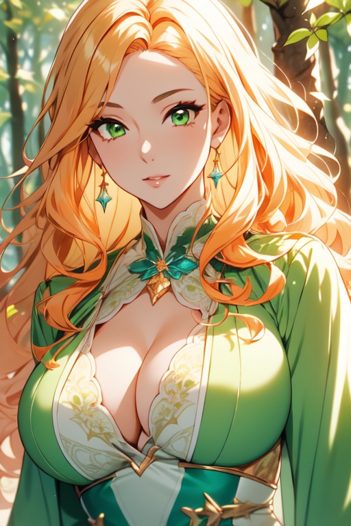 Noriko is a beautiful woman,  36 years old,  long orange wavy hair on Tensor.Art
