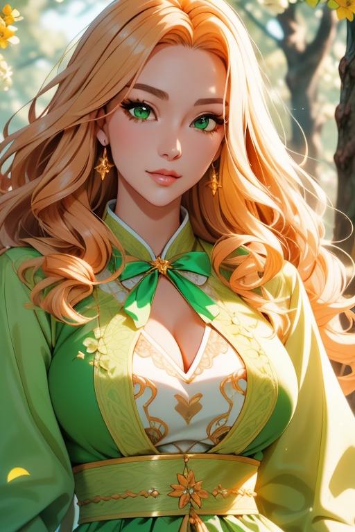 Noriko is a beautiful woman,  36 years old,  long orange wavy hair on Tensor.Art