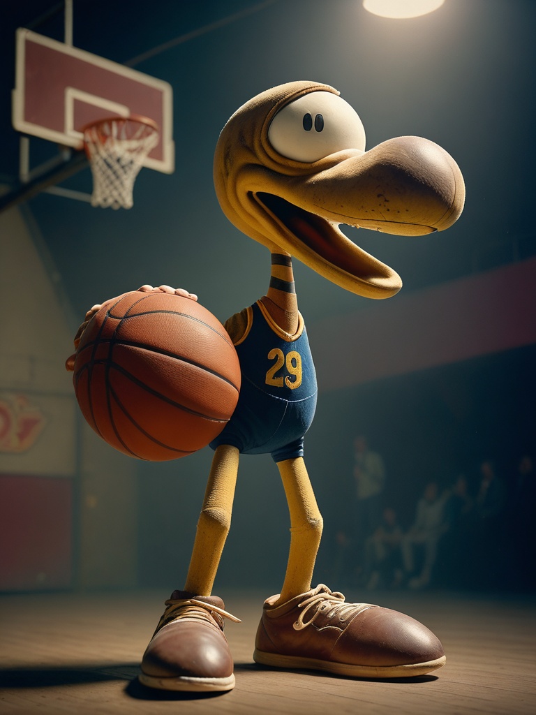 A striking vintage photo of velvet clmnt as a basketball player . The scene is captured using the legendary Ferrania P30 f...