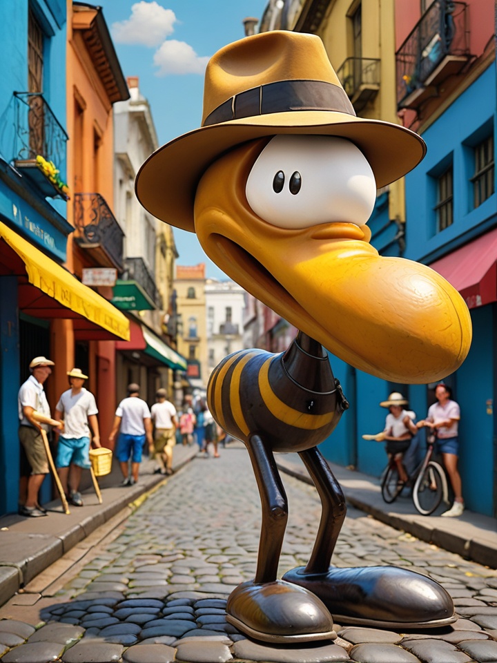 Clemente is brought to life with realistic textures,  standing in a lively Buenos Aires street. He is instantly recognizab...
