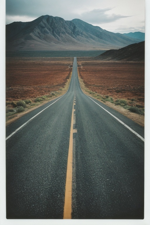 polaroid photo of a extreme road,  warm tones,  perfect landscape on Tensor.Art