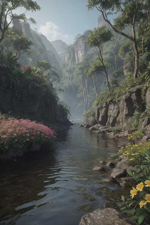 unreal engine 5 render,  jungle,  river on Tensor.Art