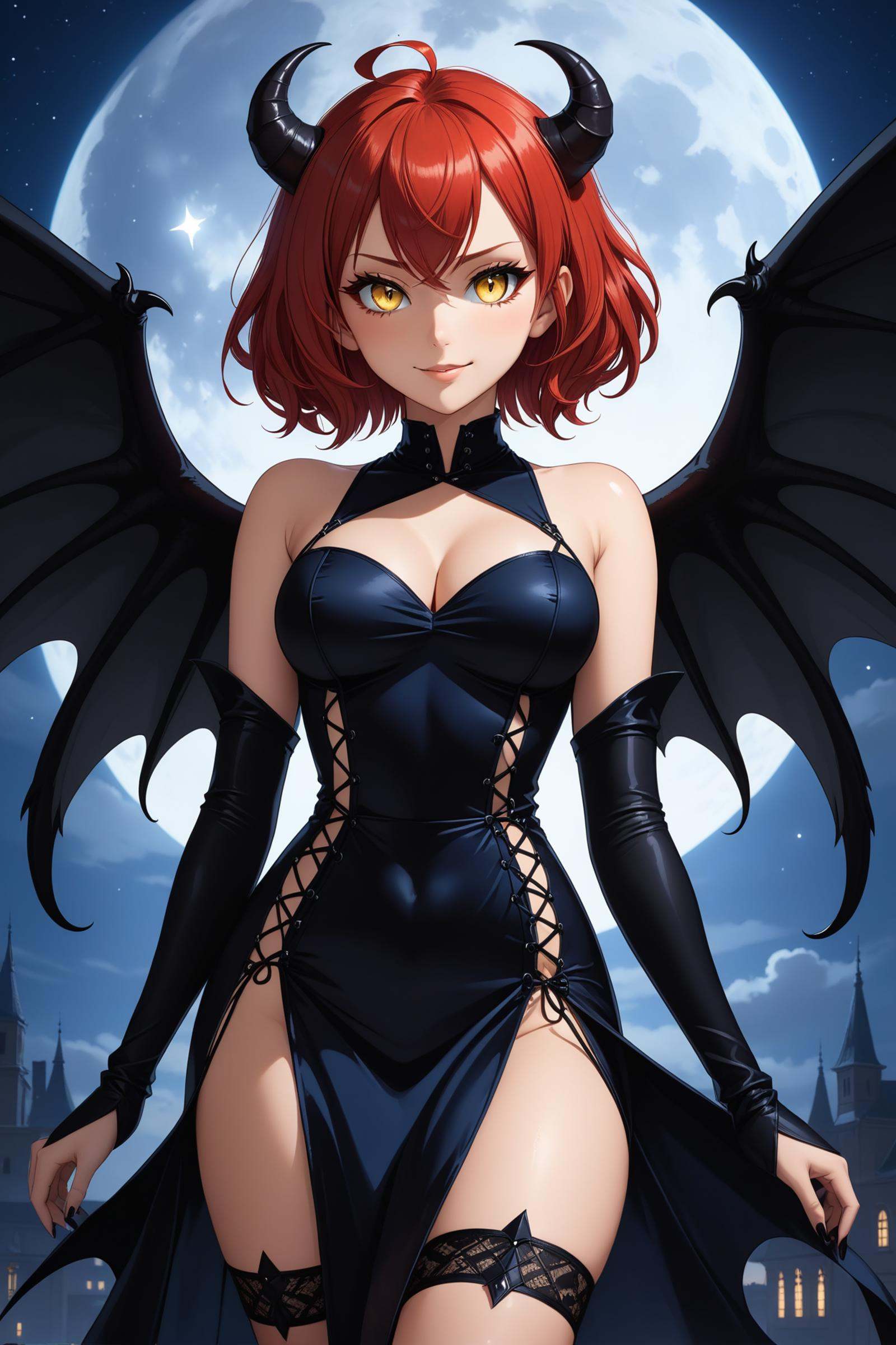 1 girl,  18yo,  (((small black devil horns))):1.5 on Tensor.Art