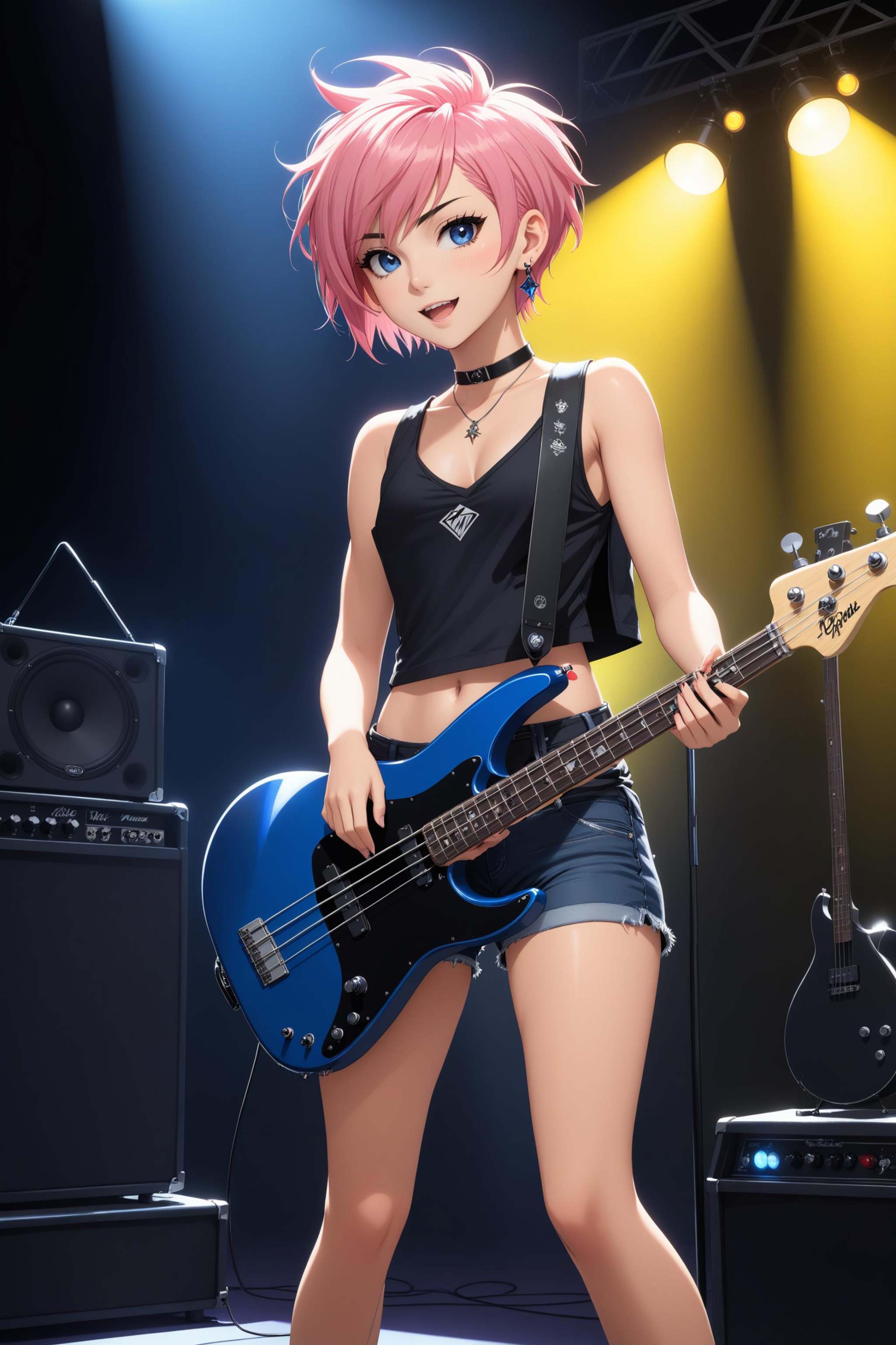 a cute girl,  (((short pink hair))),  (((punk undercut pixie cut mohawk))):1.5 on Tensor.Art