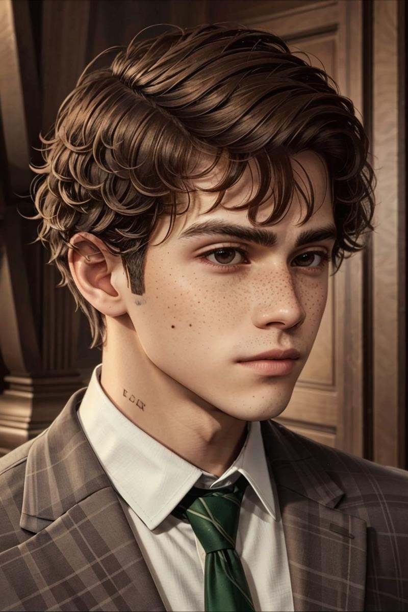 1boy,  brown hair,  freckles on Tensor.Art