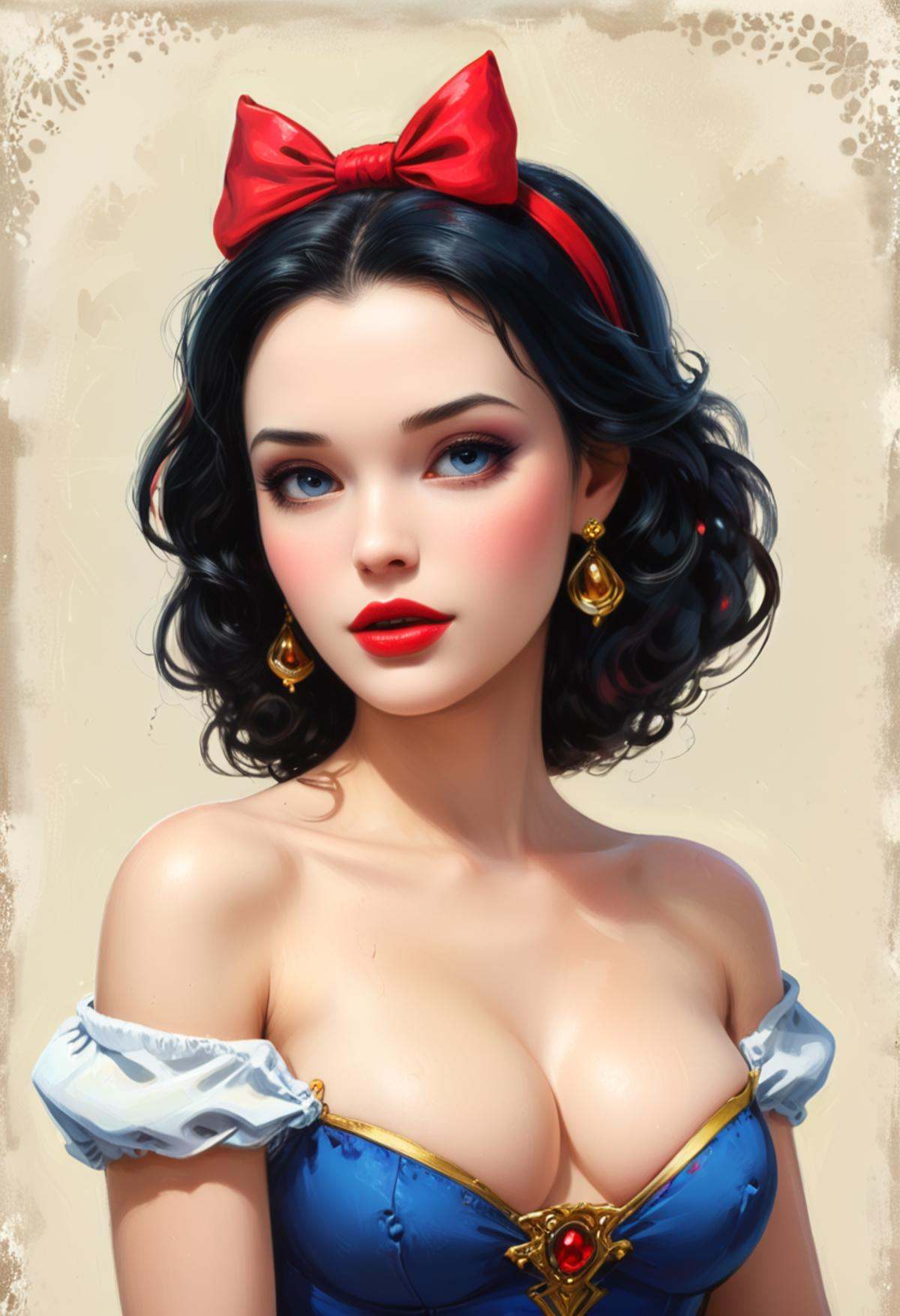 Pin up version of Disney Princess Snow White painted in the style of Olivia De Berardinis on Tensor.Art