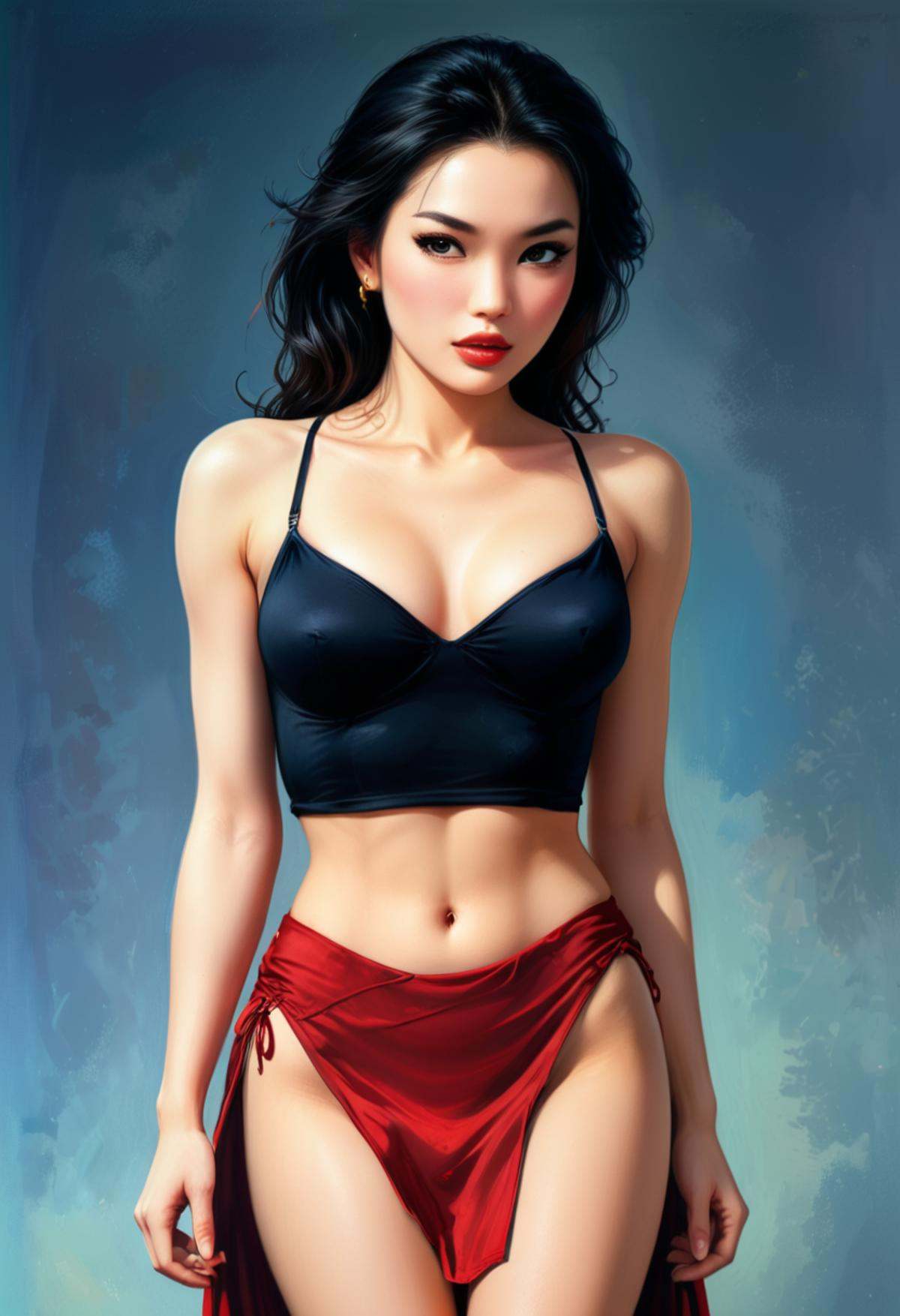 Galmour Illustration of Mulan from Disney,  pin-up 80s style, on Tensor.Art