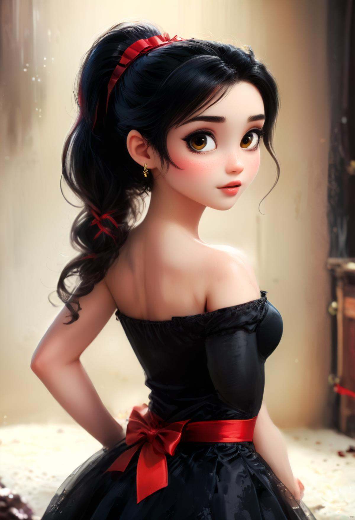 Photography of 1girl,  (Vanellope (Wreck-It Ralph),  black hair on Tensor.Art