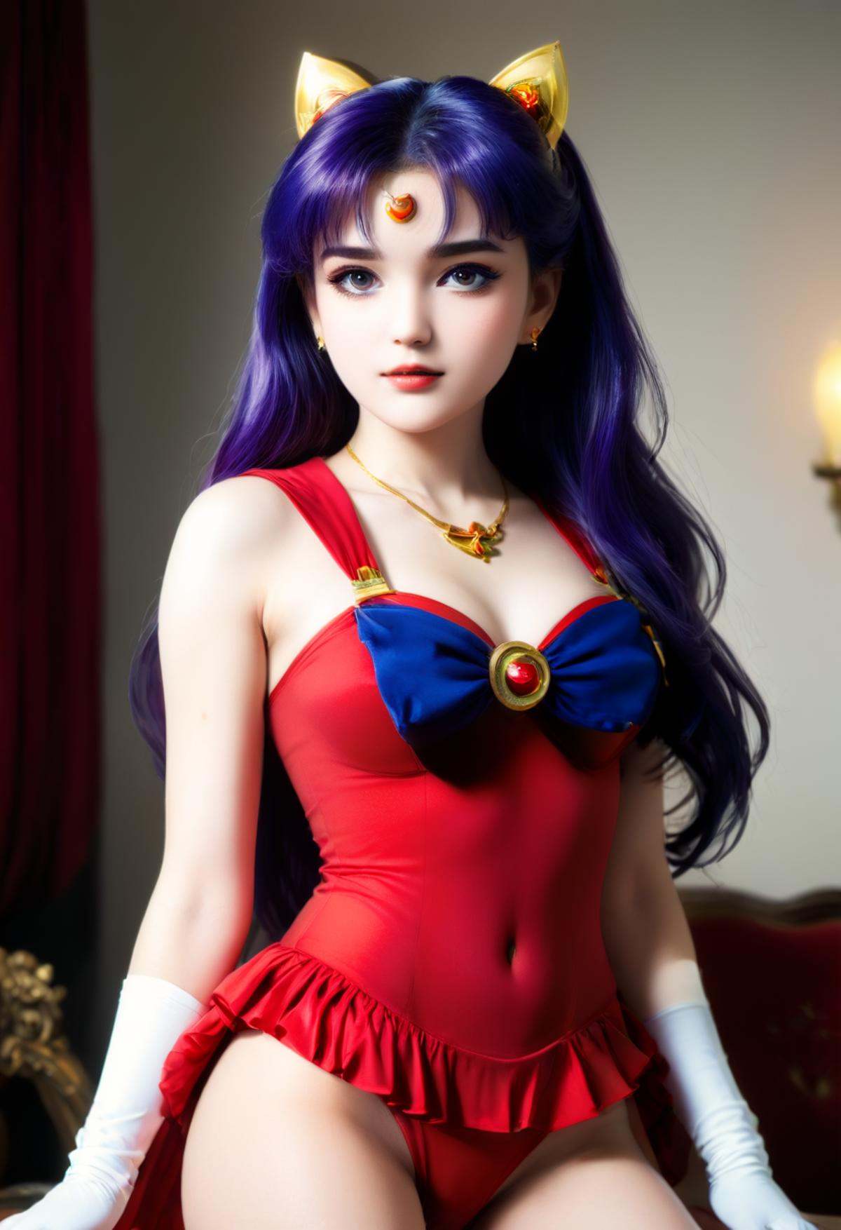 Photography of 1girl,  (Sailor Mars (Sailor Moon),  purple hair on Tensor.Art