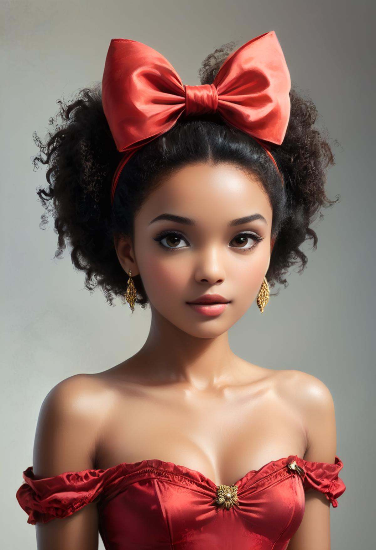 Illustration of 1girl,  (Dolores Madrigal (From Encanto),  black skin on Tensor.Art