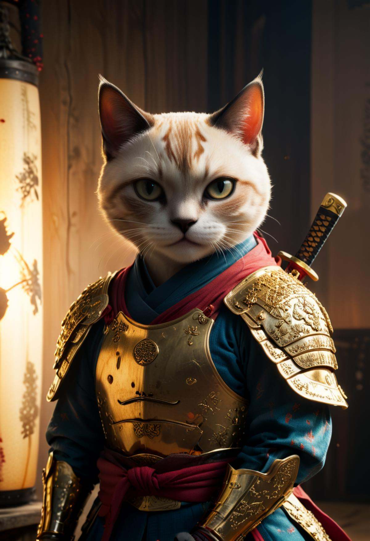 inkpunk,  anthropomorphic Siamese Cat Samurai, on Tensor.Art