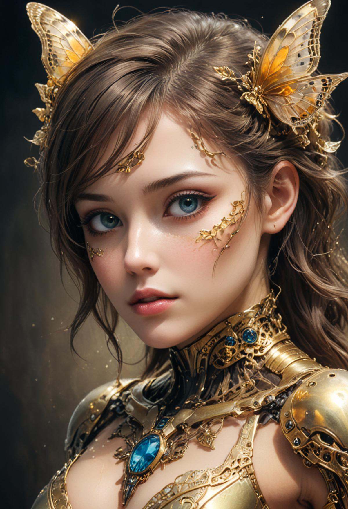 photo,  8k portrait of beautiful cyborg with brown hair,  intricate on Tensor.Art