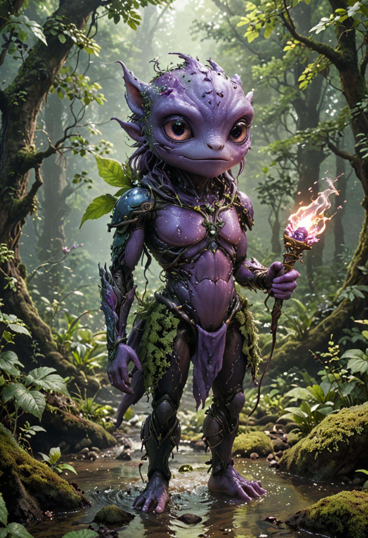 Cosmic Monster,  one eye,  in the middle of a forest on Tensor.Art