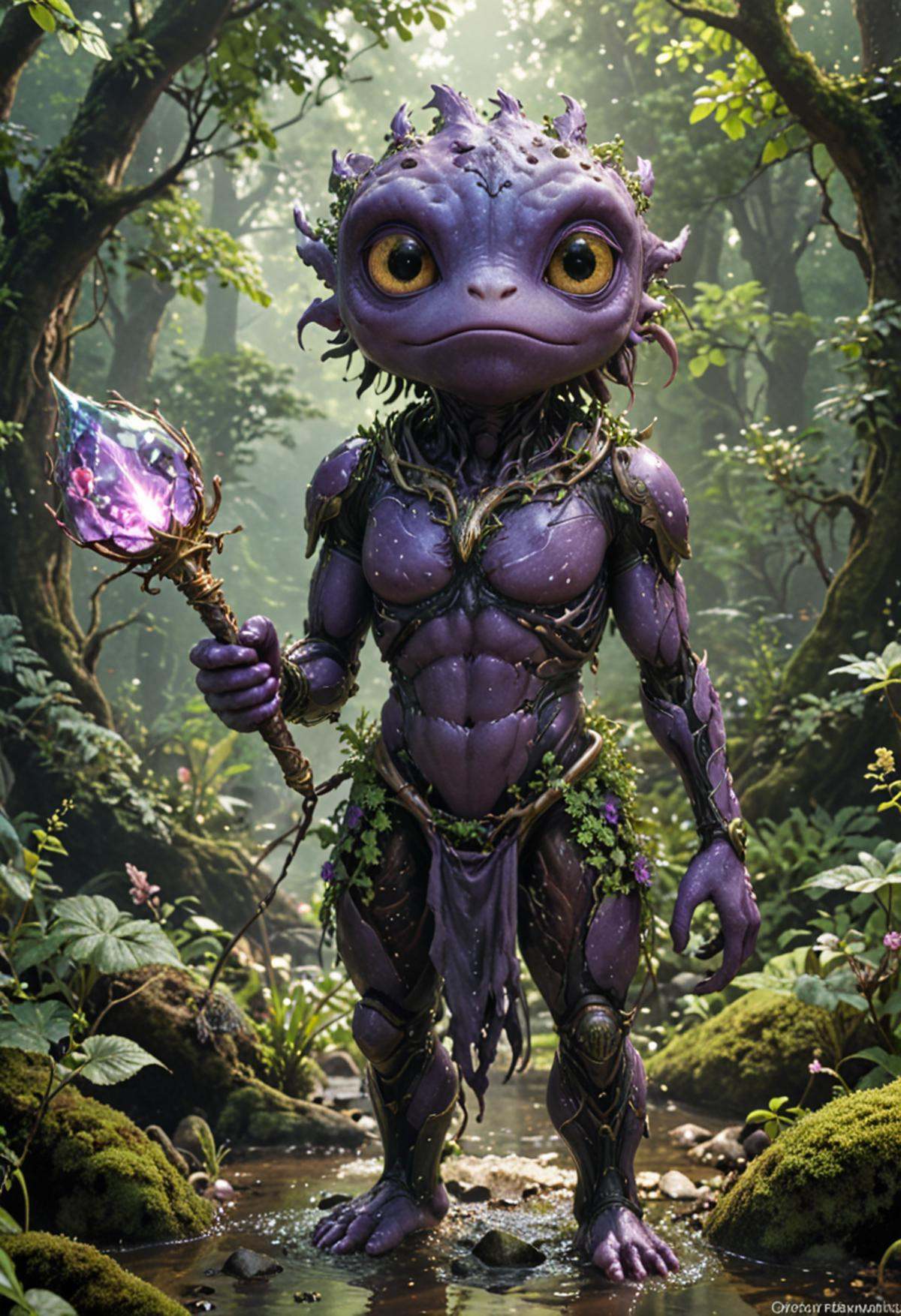 Cosmic Monster,  one eye,  in the middle of a forest on Tensor.Art