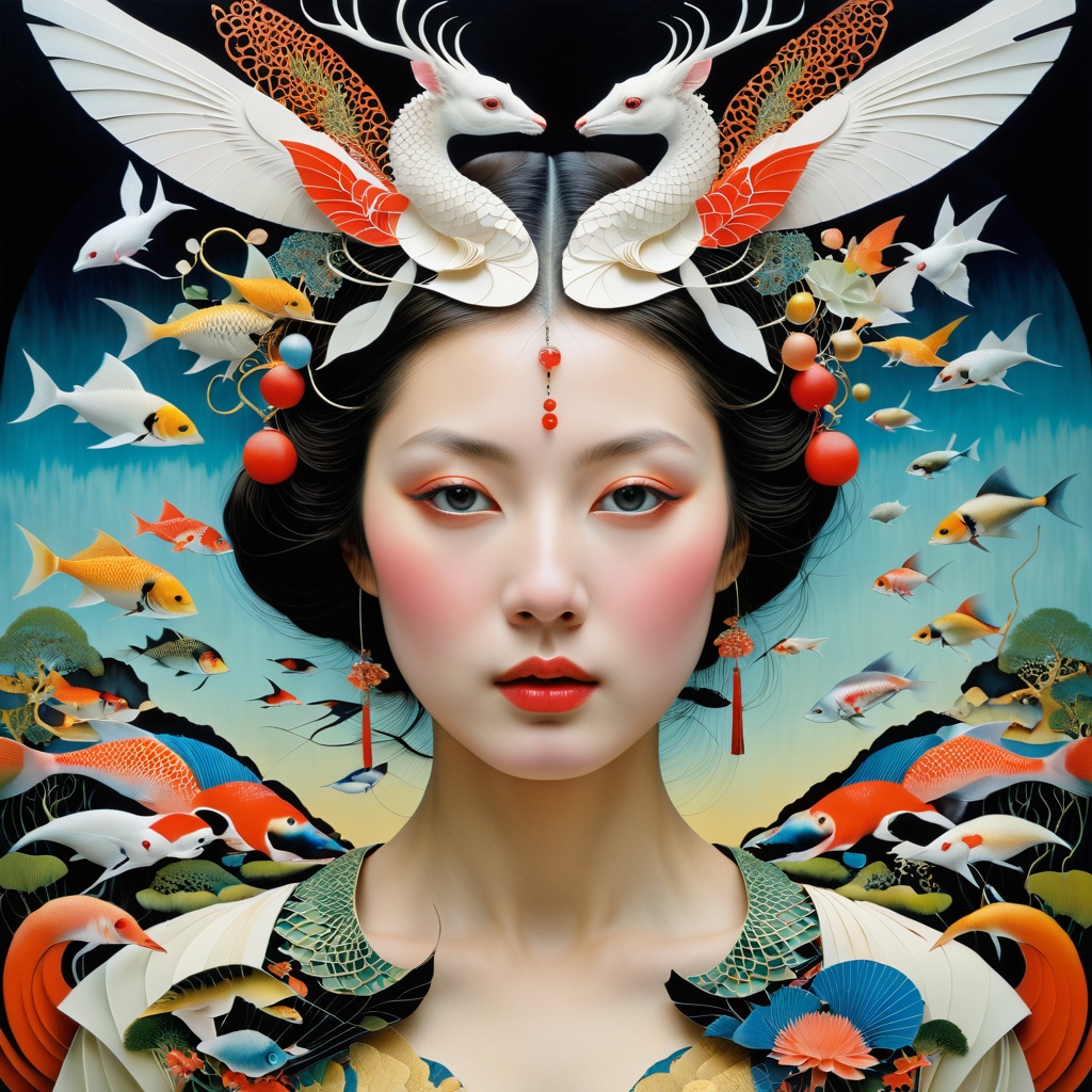 1 girl's face is Caucasian,  photography in the style of detailed hyperrealism ,  creature on Tensor.Art