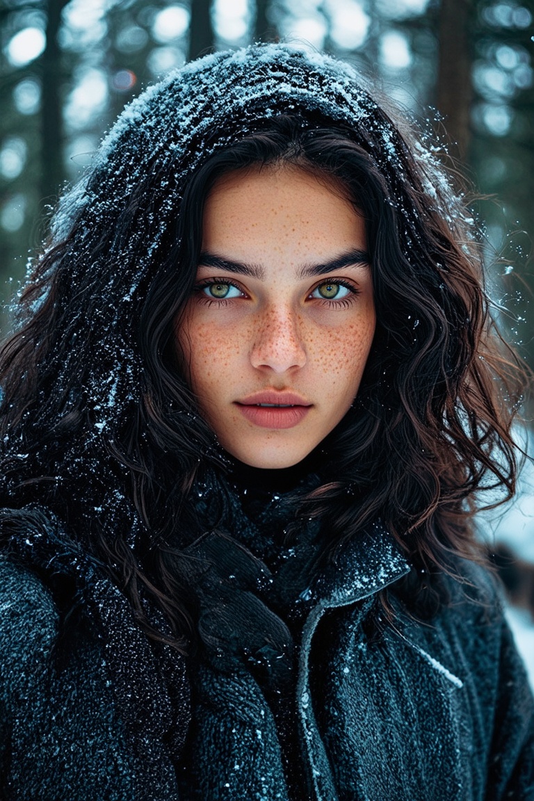 A portrait of a girl,  wavy hair,  black hair on Tensor.Art