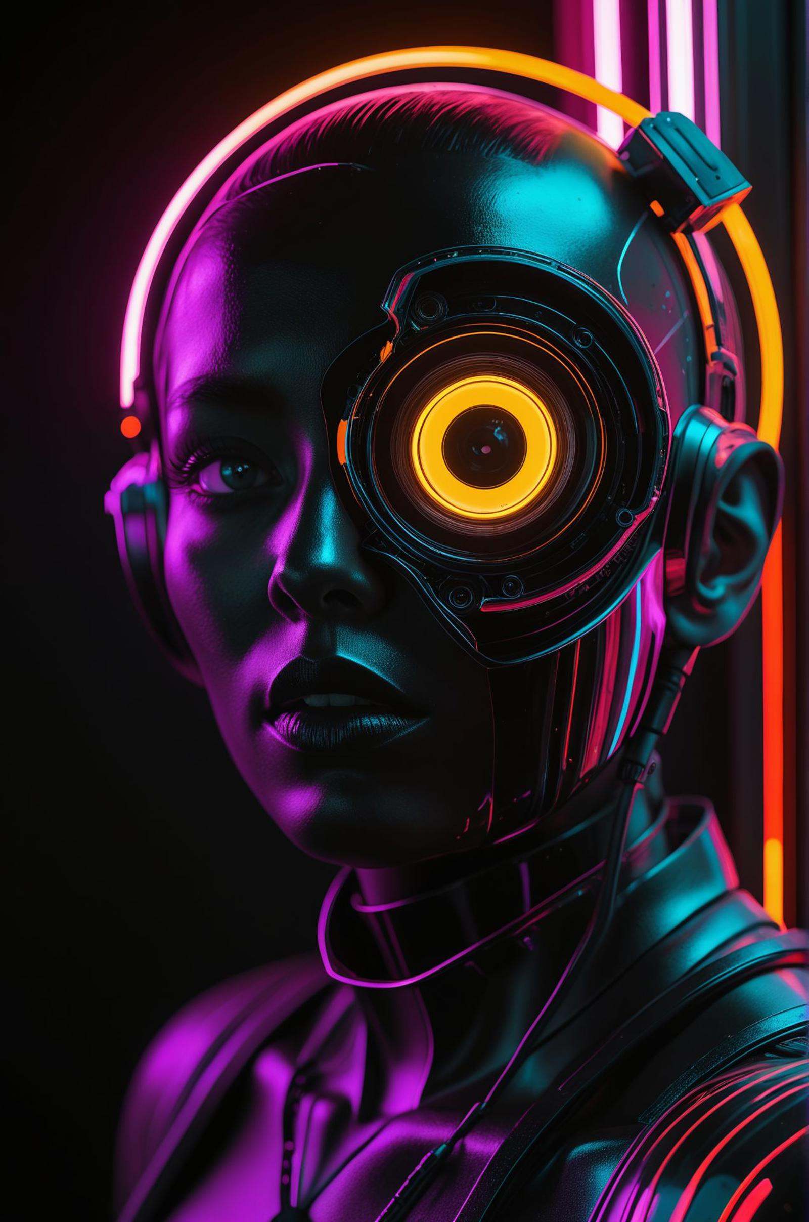 35mm surreal photography,  black and neon ,  (masterpiece on Tensor.Art