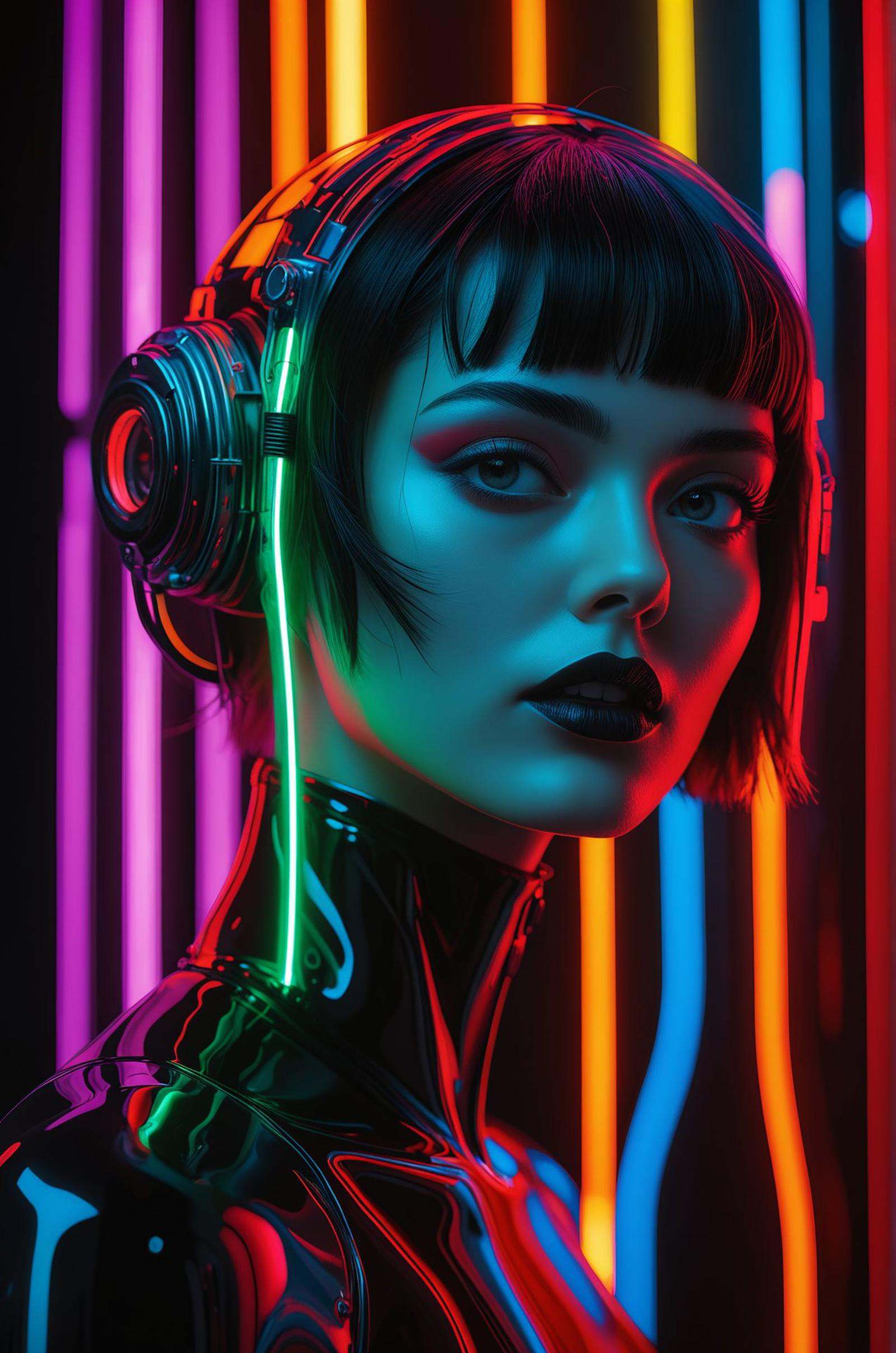 35mm surreal photography,  black and neon ,  (masterpiece on Tensor.Art