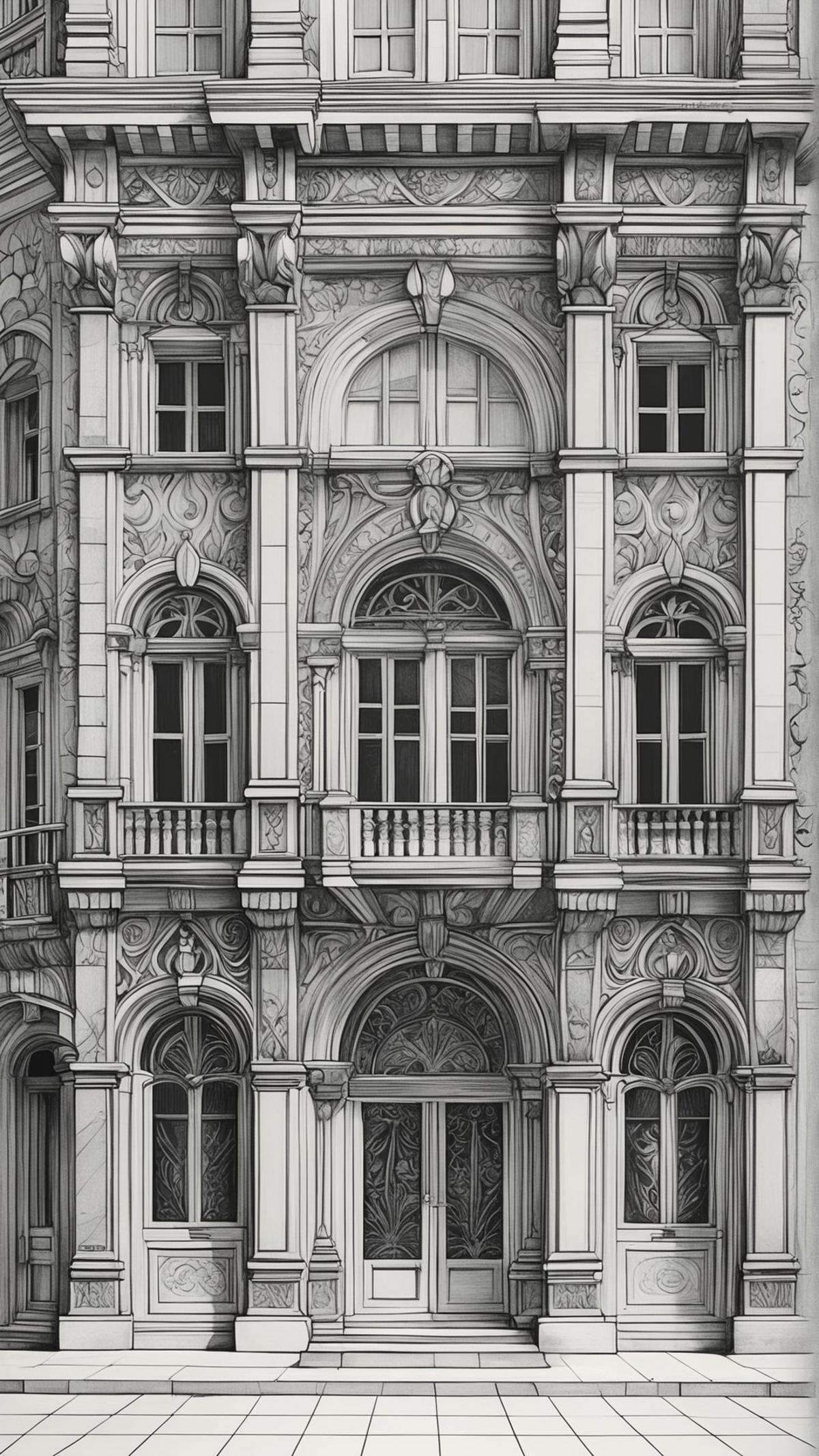 pencil sketch,  highly detailed,  architectural drawing on Tensor.Art