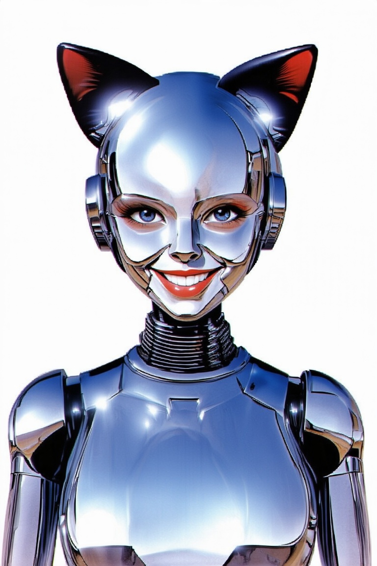 Illustration portrait of a robot girl,  realistic,  solid color background on Tensor.Art