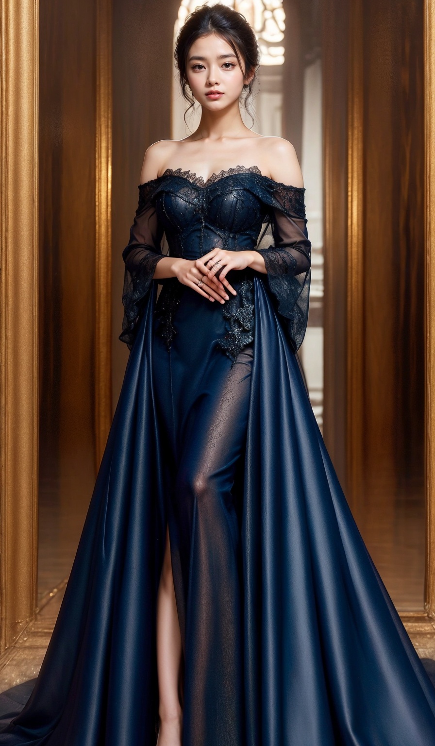 A stunningly beautiful girl,  dressed in refined European clothing,  is depicted in the height of summer's glow. Embrace t...