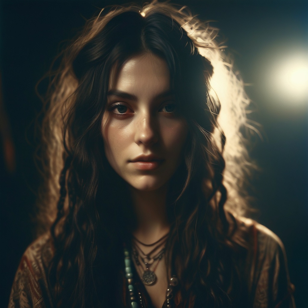 dark boho,  hair over one eye,  lvrn drkbh.(high quality on Tensor.Art