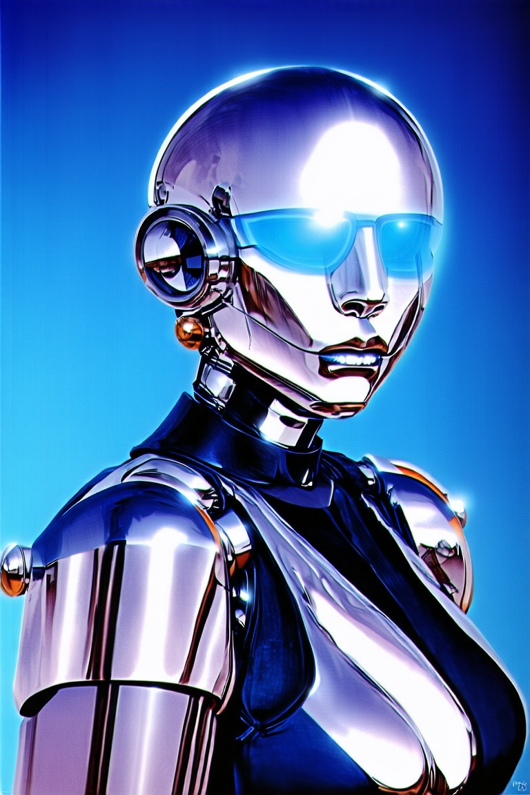 Illustration portrait of a robot girl,  realistic,  solid color background on Tensor.Art