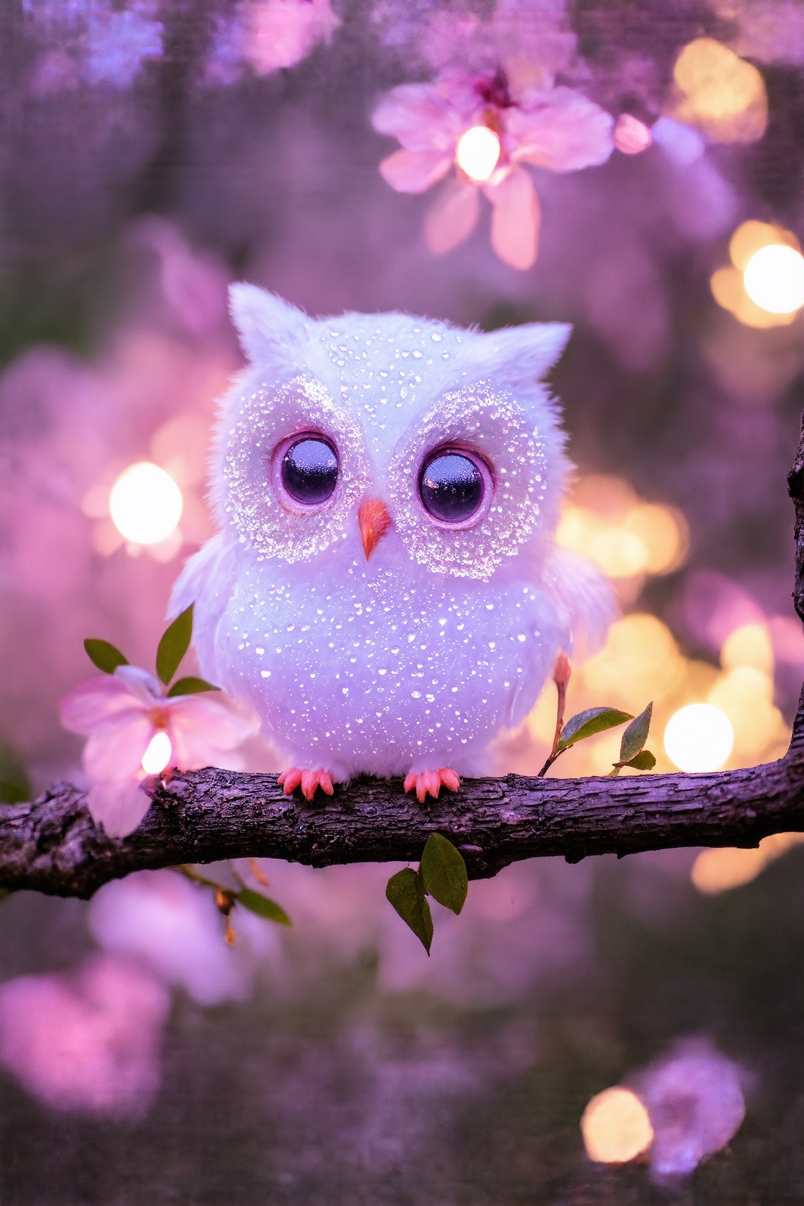 cuteness overload ,  neon pink and purple glowing,  fairy lights photography cute tiny transparent vivid ghostly little ha...