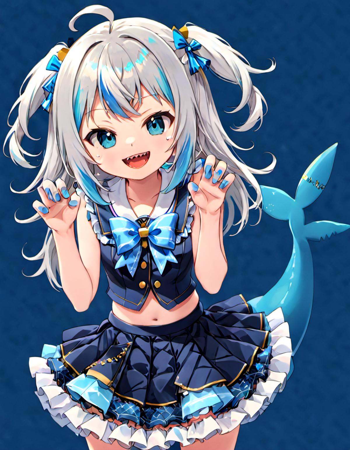 gawr gura,  sharp teeth,  shark tail on Tensor.Art