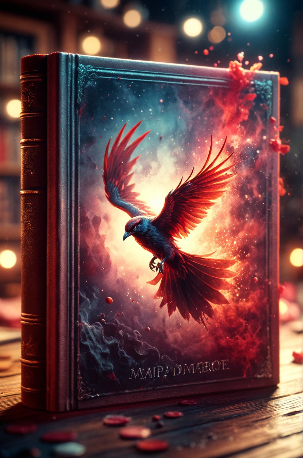 A detailed dramatic illustration of the book ,  with red color dark magic splash,  dark ghotic on Tensor.Art
