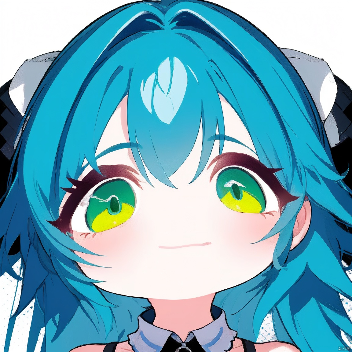masterpiece, best quality, portrait,chibi,
1girl,blue hair, green eyes, looking at viewer, long hair, upper body,