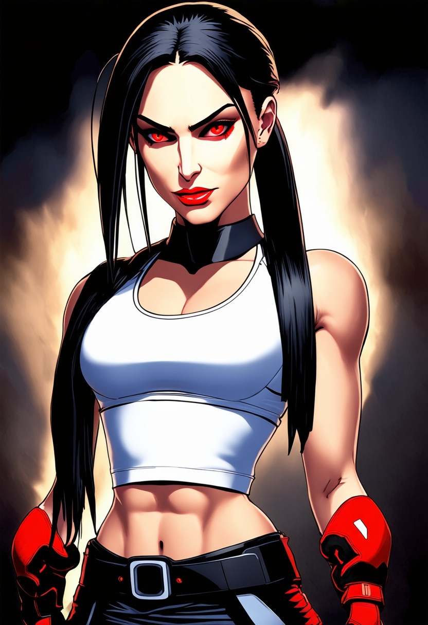 portrait of Tifa lockhart,  upper body,  white top on Tensor.Art