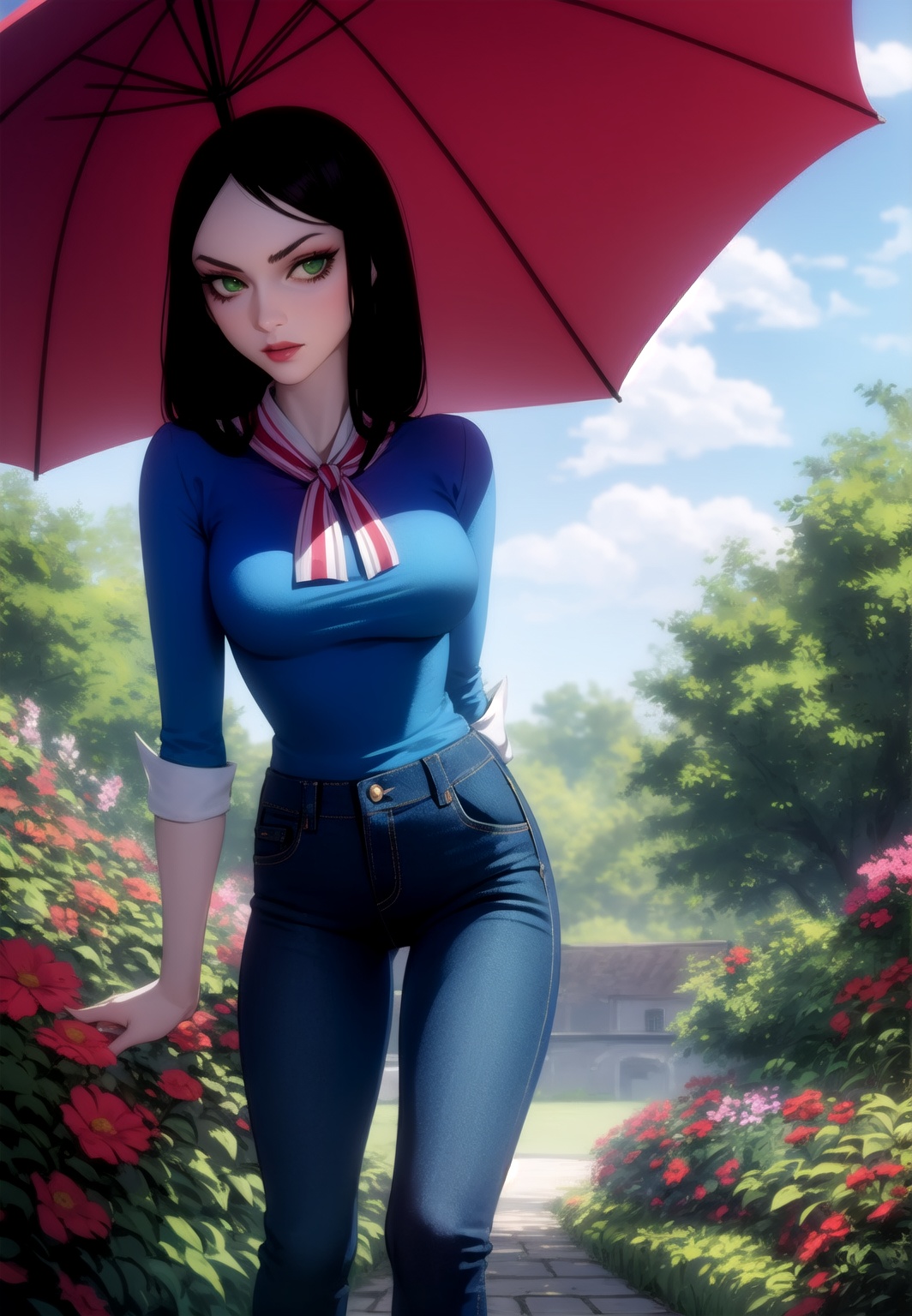 alice liddel,  greeneyes,  denim pants on Tensor.Art