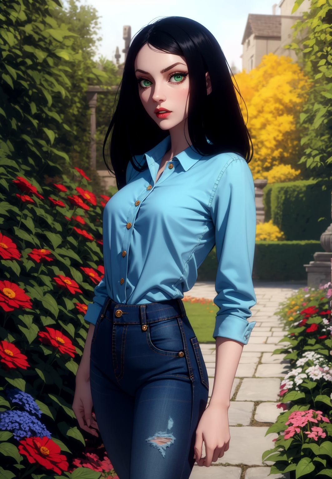 alice liddel,  greeneyes,  denim pants on Tensor.Art