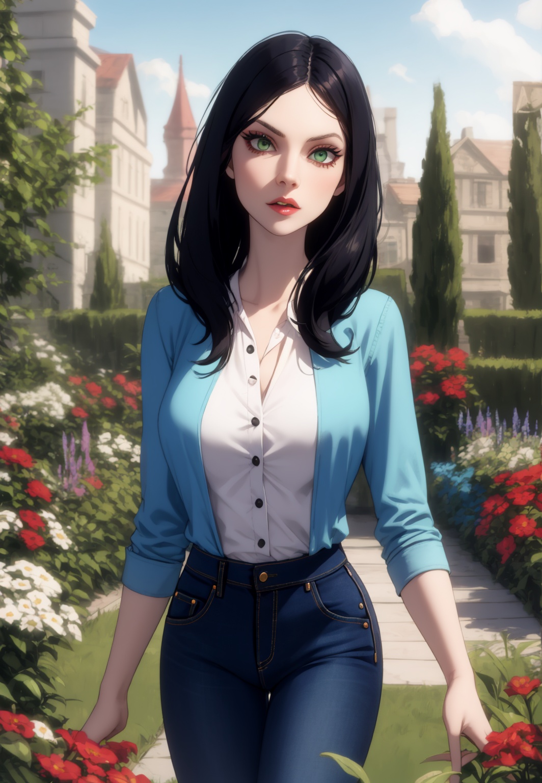 alice liddel,  greeneyes,  denim pants on Tensor.Art