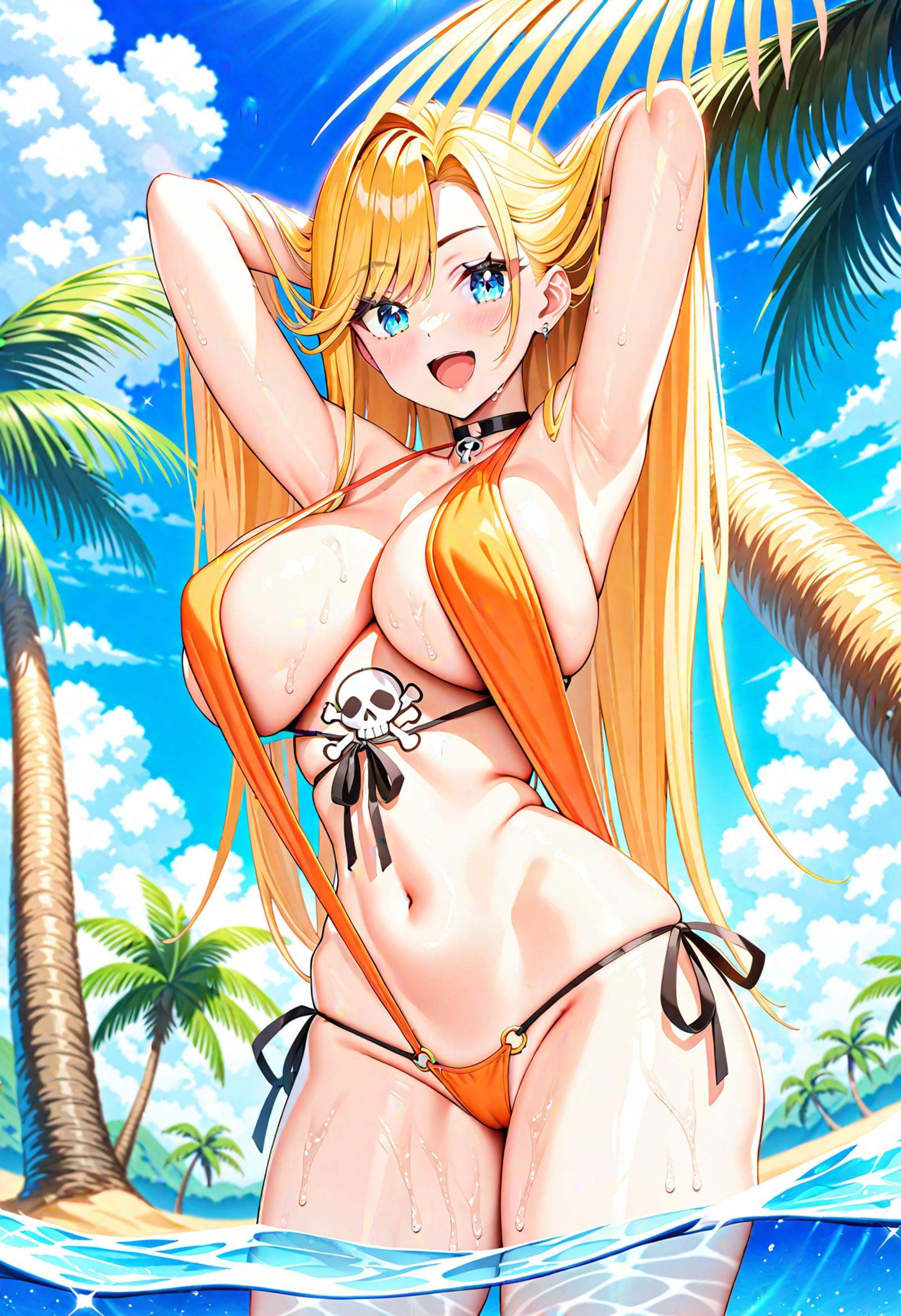 1girl,  slingshot swimsuit,  choker on Tensor.Art