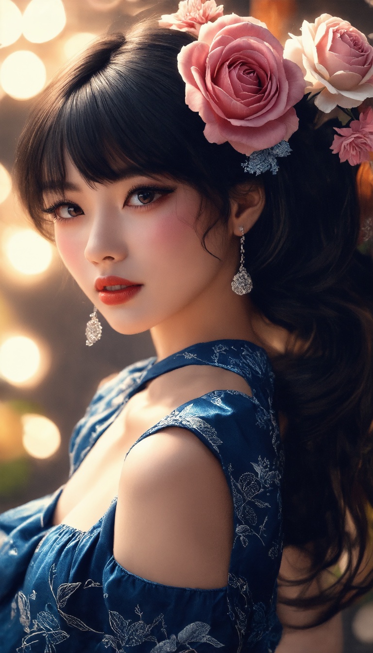 (Very beautiful woman with a "Cabaret" theme,  top down view,  high angle on Tensor.Art