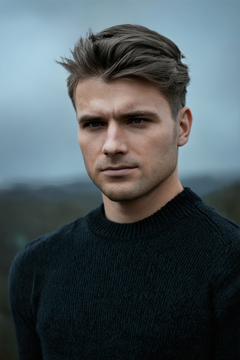 professional photo,  closeup portrait photo of caucasian man,  wearing black sweater on Tensor.Art