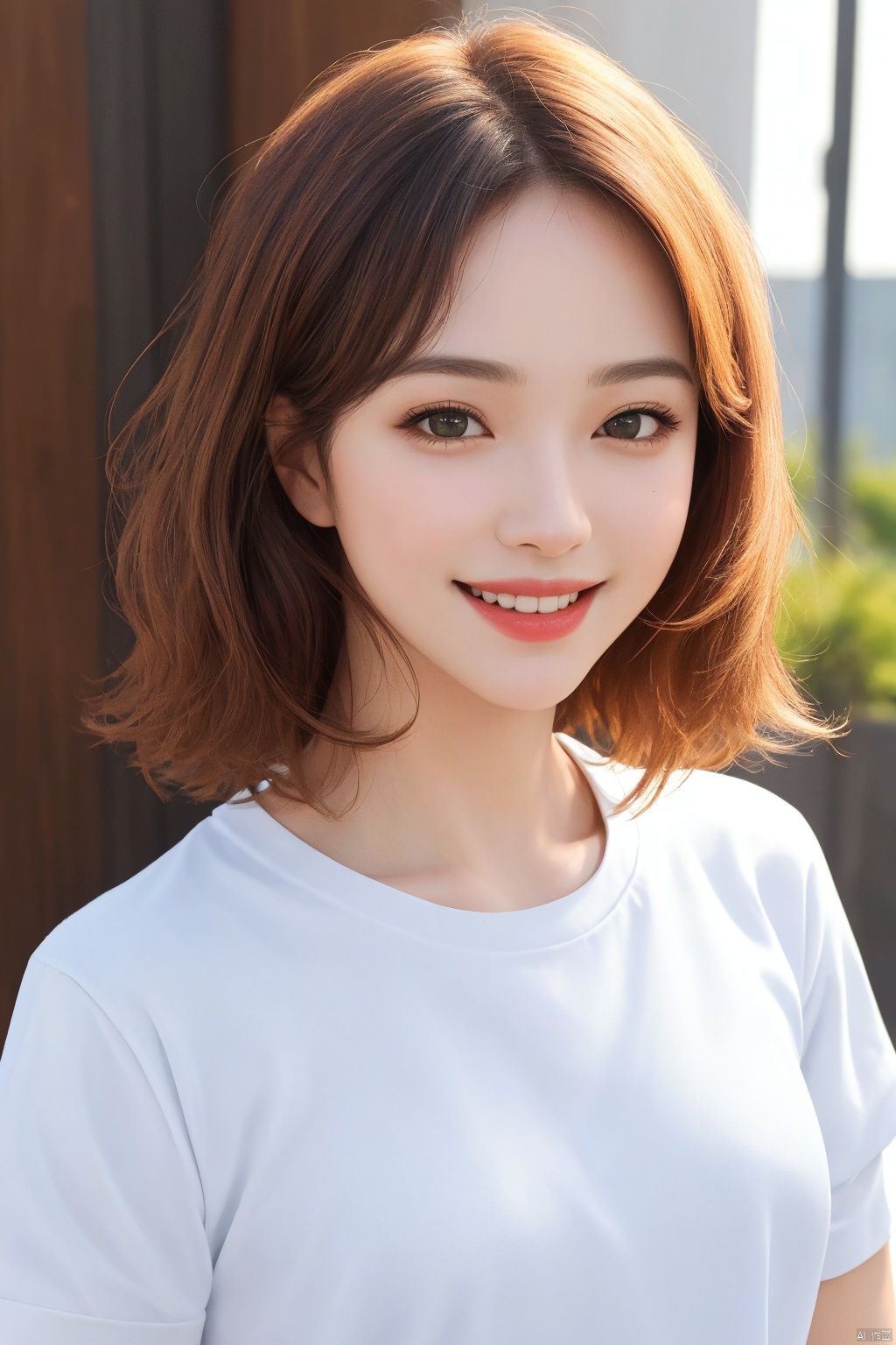 score_9,score_8_up,score_7_up,score_6_up,4k,best quality,masterpiece,ultra high res,medium_shot,photorealistic,1girl,solo,smile,perfect face,detailed face,medium hair,JK_style,(white short-sleeved),