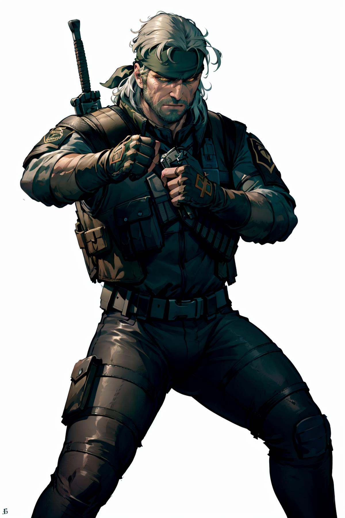 an accurate and detailed full body shot of an ***** male character named The Basilisk,  muscular and athletic build,  Rugg...