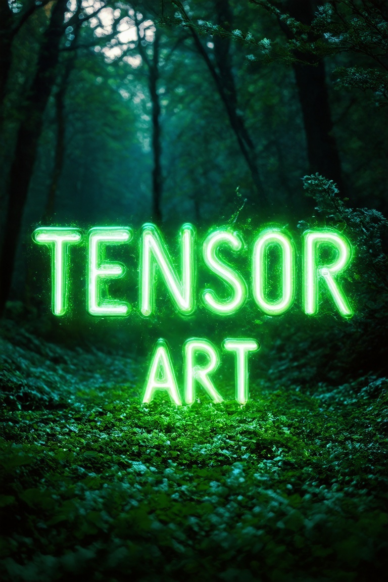 text "TENSOR ART" made of,  tiny neon filaments,  w0f1l on Tensor.Art