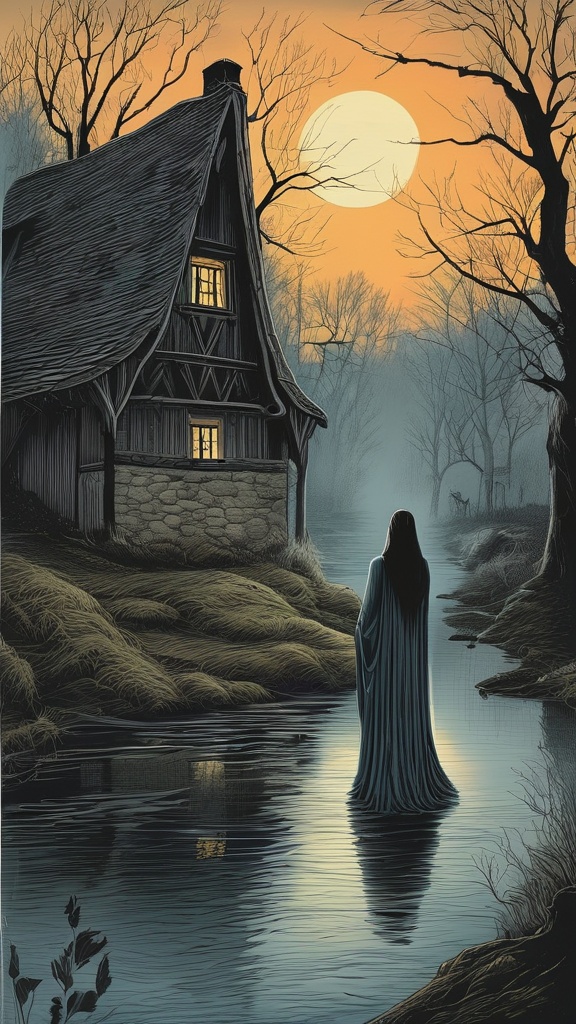 A quaint village is haunted by the legend of The Hollow Maiden,  a ghostly figure seen wandering near the riverbank at dus...