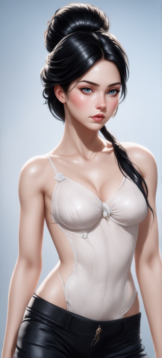 women. beautiful detailed face,  black hair,  pale skin on Tensor.Art