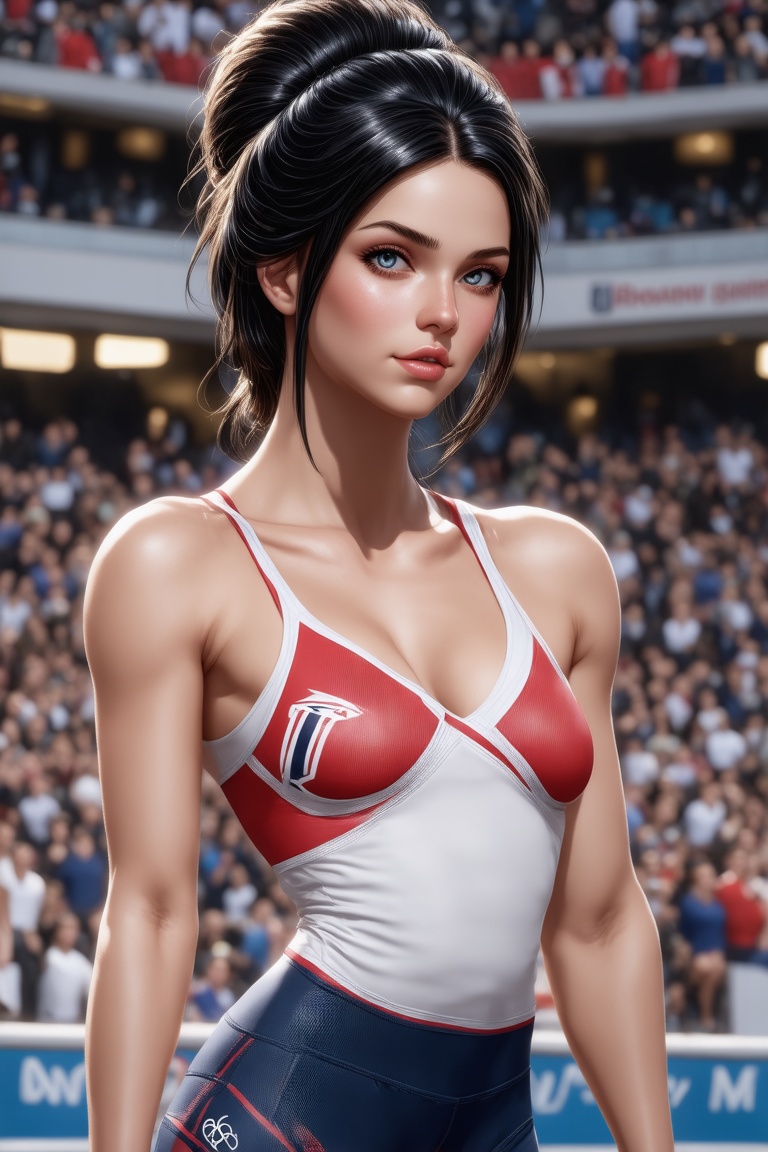 athlete. beautiful detailed face,  black hair,  pale skin on Tensor.Art