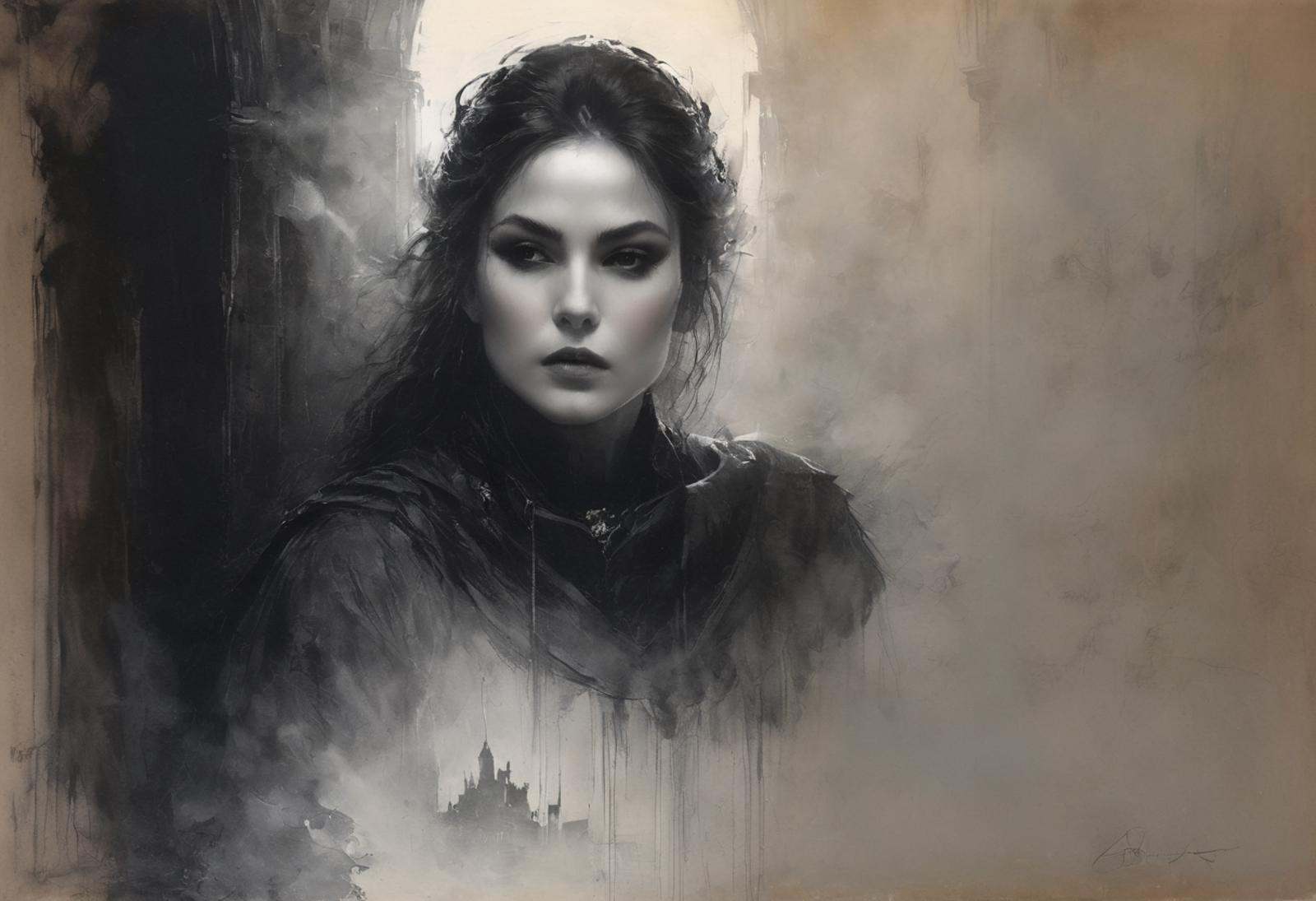Black and white art,  Pencil Sketch Drawing,  Charcoal and chalk drawings. Sketch on Tensor.Art